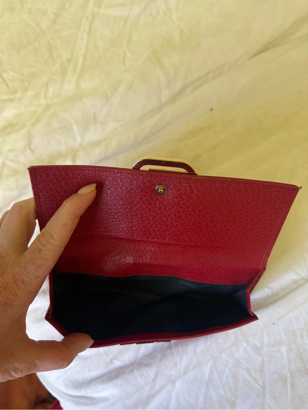 Gucci Red Leather Wallet with Gold Hardware Clasp